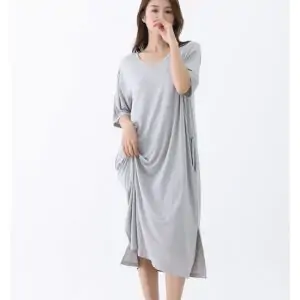2024 Latest Ladies Homewear Loose Pajamas Nightdress with Pockets Women's Sleepwear Cotton Machine Wash Printed Winter,summer