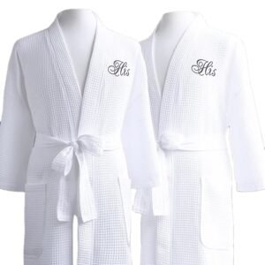 Unisex Luxury Waffle Cotton Bathrobe – Hotel Spa Kimono Robe with Soft Feel & Breathable Design